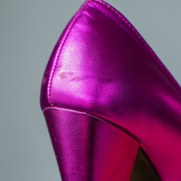 Pink leather shoes rounded toe - Picture 8 of 11